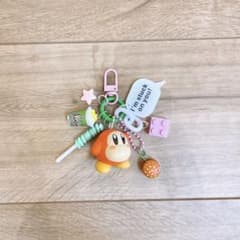 ノーマル　じゃらじゃら　キーホルダー　ピンク×グリーンのサムネイル
