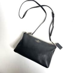 美品】コーチ レイラ ショルダーバッグ 2way ダブルジップ レザー 黒 