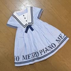 メゾピアノ　mezzo piano 裾ロゴセーラーカラー　ワンピース　130 裾ロゴセーラーカラー ワンピース 110 - メルカリ