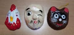 郷土玩具 お面 3点セット 鶏 ひょっとこ 狸張子のお面 民芸品 - メルカリ