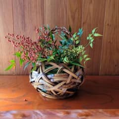 一竹斎 竹籠 花籠 竹かご 工芸品 竹細工 華道 古民具 古道具 茶道具
