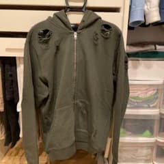 ジップアップパーカー　デストロイ加工のサムネイル