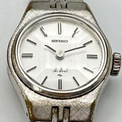 손으로 감아 가동 SEIKO 실버 빈티지 메탈 밴드 레이디스