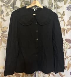 H&M フリル襟 長袖ブラウス ブラック Mのサムネイル