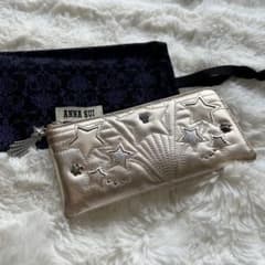 美品 ANNA SUI スター装飾 長財布 ルシィ レザー ゴールド 保存袋付き 