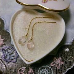 ☆お値下げK18/ローズクォーツピアス☆のサムネイル