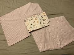 未使用　綿混　単衣　浴衣　縞　着物　洗える着物　サイズL　木綿着物のサムネイル