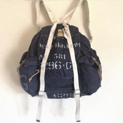 【美品】ダブルアールエル　コリンズステンシルドデニムバックパック　タグ付き 美品】ダブルアールエル コリンズステンシルドデニムバックパック タグ