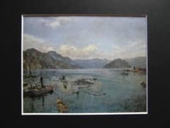 吉田博、【江ノ浦湾】、希少な大判額装用画集より、美品、日本人画家 吉田博、【江ノ浦湾】、希少な大判額装用画集より、美品、日本人画家