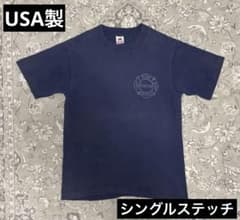 90s USA製 フェードTシャツ ネイビー シングルステッチ ワンポイント