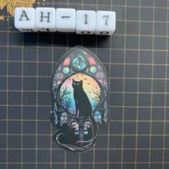 방수 스티커 고딕 검은 고양이 스테인드 글라스 풍 콜라주 소재 AH-17