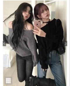GRL ネックリボンワンショルニットトップスのサムネイル