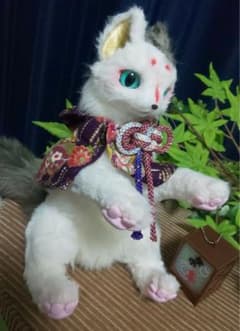 アートドール ぬいぐるみ 妖怪 ネコ 猫叉 三毛猫 ハンドメイド 国内