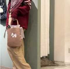 demodee アップリケサテントートバッグ Sサイズ キャメル ドッグ