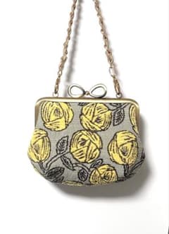 ミナペルホネン rosy ロージー がま口ミニバッグ風♪薔薇 ジャガード織