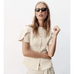 ZARA パフスリーブニットジャケット - メルカリ
