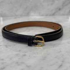 1979年 HERMES エルメス ベルト 本革 細ベルト ネイビー 細幅 - メルカリ