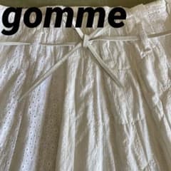 gomme 膝丈スカート ホワイト/アイボリー　パッチワーク　刺繍のサムネイル