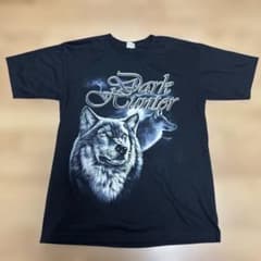00s wolf tee オオカミTシャツ Y2K anvil アニマルT 黒