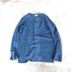 NB COMPANY インディゴ　コットン　ノーカラーシャツ　エヌビーカンパニー
