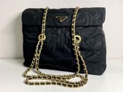 PRADA プラダ ナイロン チェーン ショルダーバッグ ヴィンテージ 黒のサムネイル