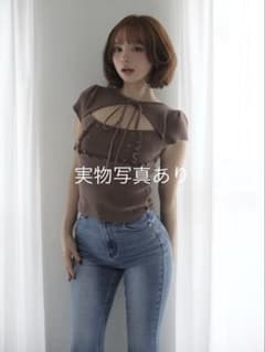 andmary Bell frill knit tops brown - メルカリ