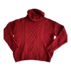 タートルネック ケーブルニット レッド Mサイズのサムネイル