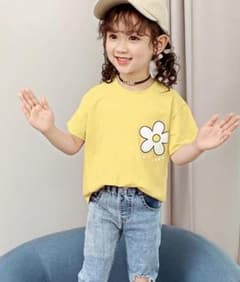 キッズお花Tシャツ☆サイズ120【イエロー】のサムネイル