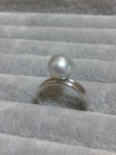 あこや真珠リング ブルーグレー バロックパール