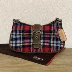 【未使用】COACH チェックスエード バッグアクセサリーポーチ Vintage 未使用】COACH チェックスエード バッグアクセサリーポーチ Vintage
