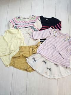 女の子ベビー、キッズ服6点セット カットソー、ニットワンピース、スカート等のサムネイル