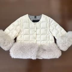 TAION EXTRA クルーネックボレロ インナーダウン フォックスファー付 