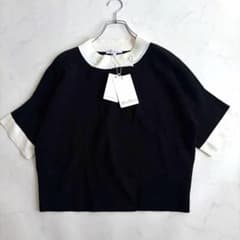 新品タグ付 白タグMax Mara バイカラー ニットカーディガン L 黒 白