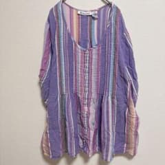 ROAMANSロアマンズ【22W】マルチカラーパープルストライプチュニックシャツのサムネイル