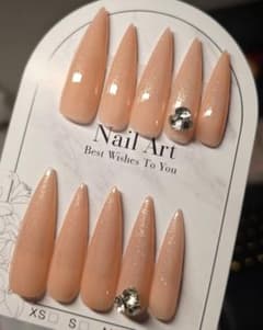 ネイルチップ スティレット ヌーディーカラー オフィス・シンプルネイルのサムネイル