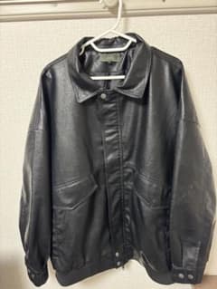 CLEL フェイクレザー ブルゾン ジャケット ブラック Lのサムネイル