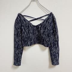 [Lip Service] 9 Navy Crossback Short-Length Top with Long Sleeves