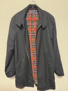 フレッドペリー 裏地チェック ハリントンマックコート ロング ブラック XS
