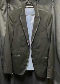 マ*ク様 ZARA MAN テーラードジャケット ブラック サテン切替のサムネイル