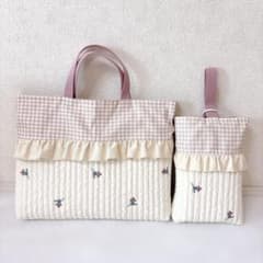 レッスンバッグ 上履き入れ ヌビ 木の実刺繍 - メルカリ