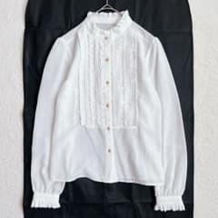 26SS✨今季✨ソブ sov. ダブスタ フリルシフォンブラウス 白 金ボタン 