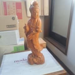 木製アジア風彫刻 人物像 約30cm 木製アジア風立像 約46cm - メルカリ