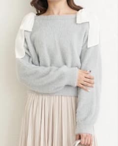 PALEMO STORE フェザーシアーリボンニットトップス