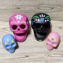 メキシカンスカル シュガースカル 置物 4個セット カラベラ ハロウィン