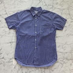 美品】COMME des GARCONS ギンガムチェック 半袖シャツ 青 - メルカリ