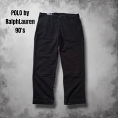 RalphLauren ノータック黒チノパン ワイドポロチノ y2kヴィンテージ