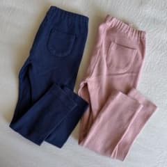 UNIQLO ベビー リブレギンス 100cm 2枚セット ピンク ネイビーのサムネイル