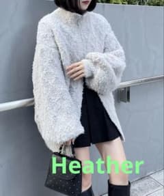 7/31まで出品】Heather シャギーニットZIPブルゾン - メルカリ