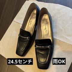 値下げしました！銀座かねまつ　ブラックレザー ローファー 晴雨OKのサムネイル