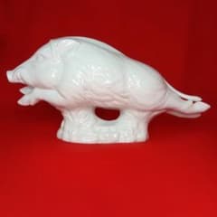 美品】有田焼 勝山作 白磁 置物 亥（猪）元箱付き 縁起物 インテリア